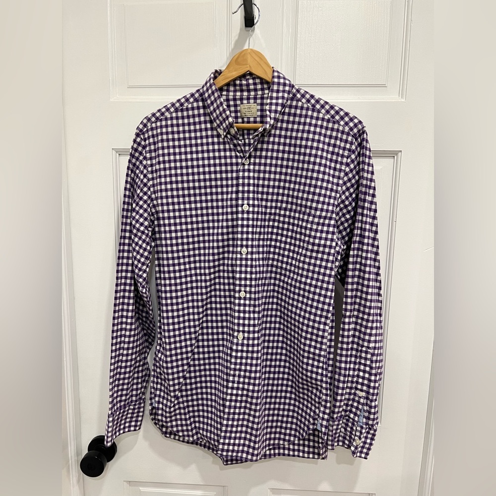 JCrew men’s purple gingham shirt size small